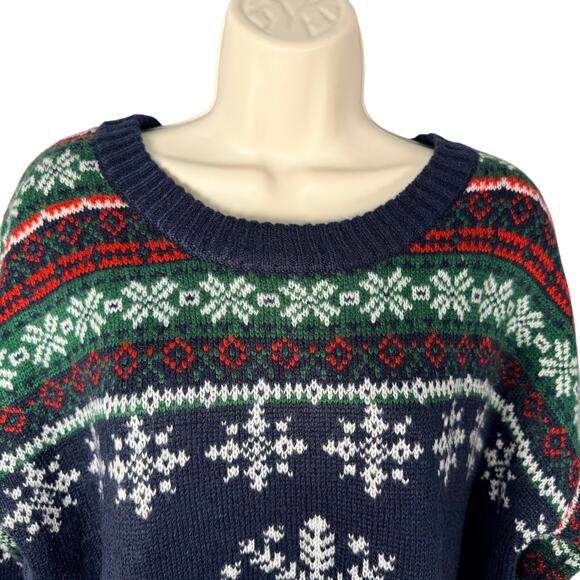 ASOS Sweater Womens US 6 Navy Fair Isle Reindeer Snowflake Christmas Cropped - Picture 2 of 10